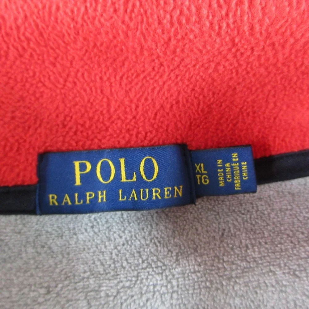 Polo Ralph Lauren Sweatshirt Mens XL Gray 1/4 Zip USA Flag Fleece Pullover